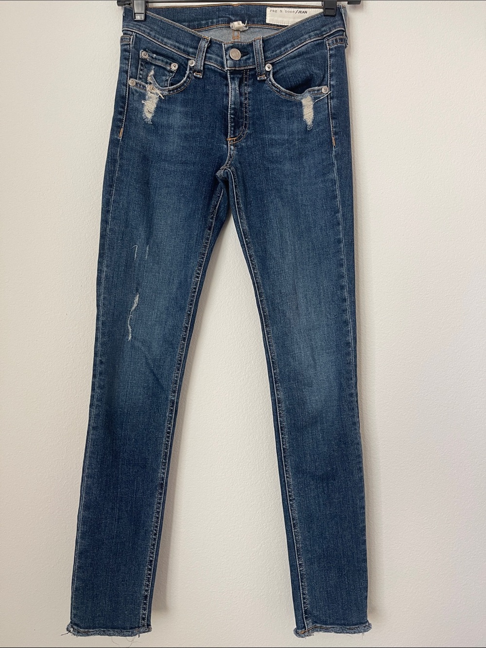 Rag & Bone The Skinny Jeans La Paz Blue Distressed Size 24